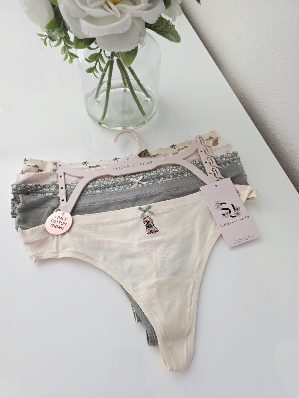 SINCERELY JULES🐶 Brand New 5-Pack Cotton Thong SIZE L